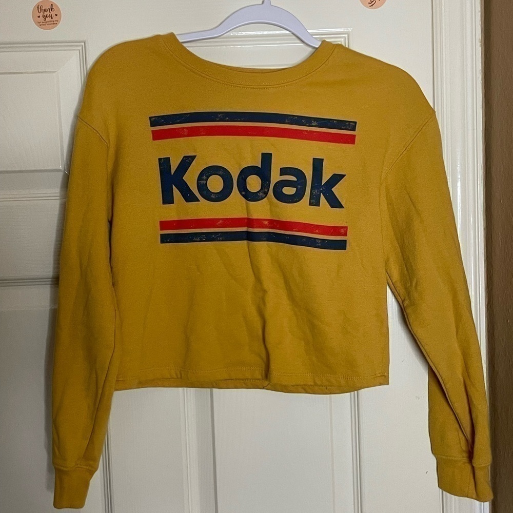 Kodak logo mustard retro T shirt Crop Top xs​​​​​​​​​​​​​​​​​​​​​​​